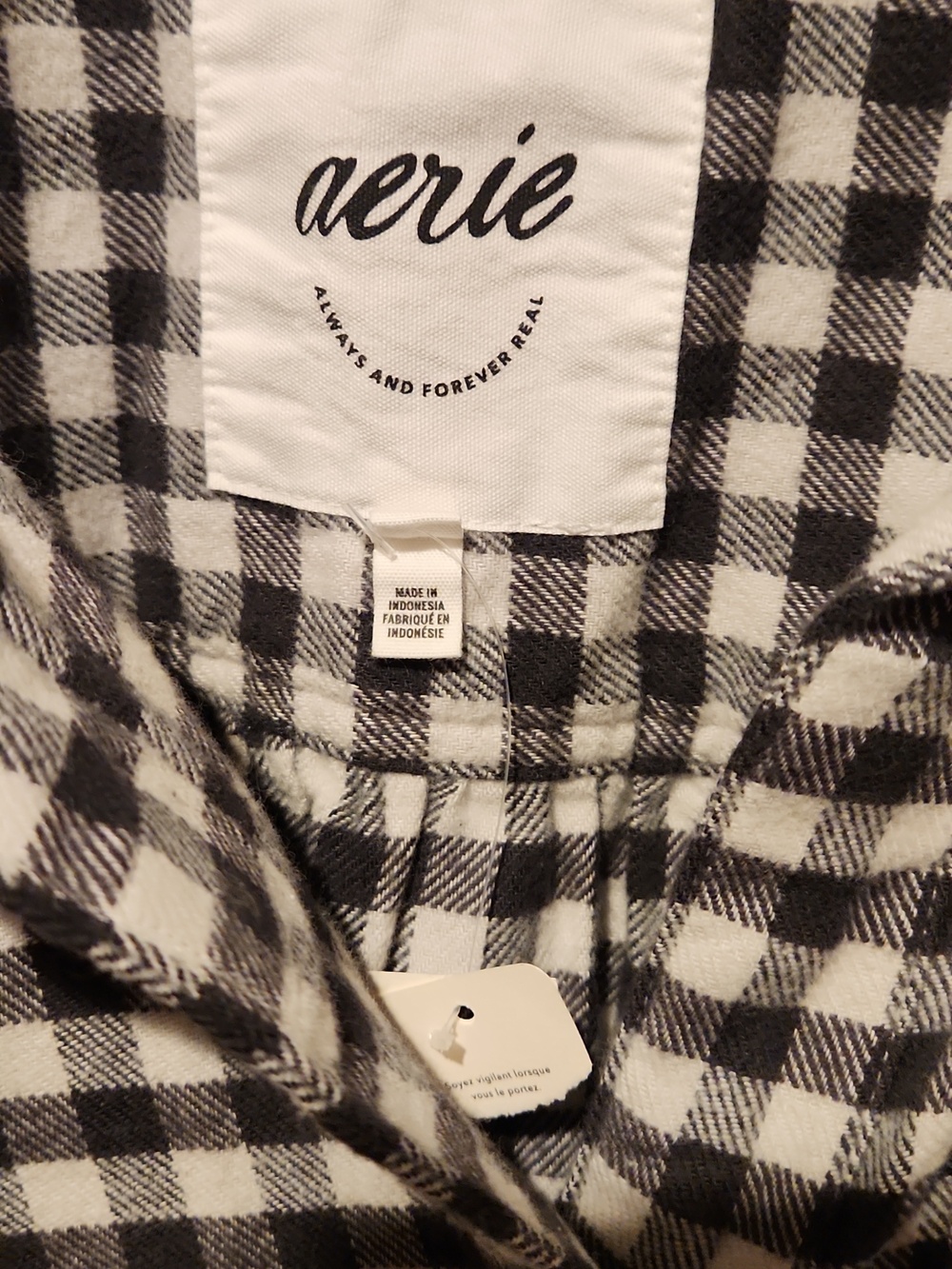 ❤️ NWT! AERIE ANYTIME FAVE OVERSIZED GINGHAM FLANNEL BUTTON DOWN SHIRT / TOP, SM - Picture 8 of 14